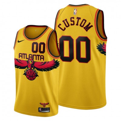 Atlanta Hawks Custom Men's 2021 22 City Edition Gold NBA Jersey